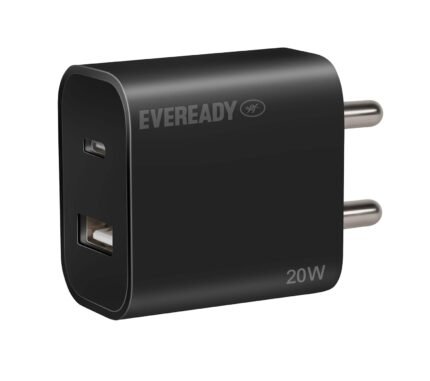 Eveready 20W USB Type C Fast Charger with Dual Device Charging Compatibility,Compact & Travel-Friendly Design